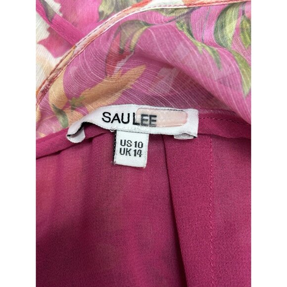 Sau Lee 10 Freida Silk Pink Floral Dress Party Wedding Event Summer Vacation - Picture 8 of 16